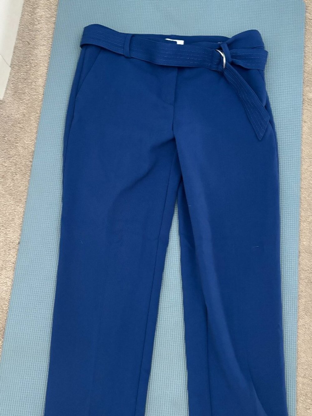 LOFT Cobalt Blue Belted Wide-Leg Pants